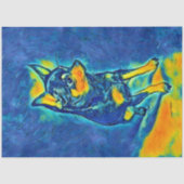 Kleurrijk Blauw en Geel Chihuahua Decoupage Papier (Voorkant)