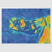 Kleurrijk Blauw en Geel Chihuahua Decoupage Papier (Voorkant)