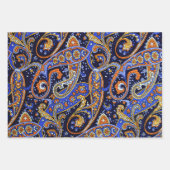 Kleurrijk  blauw en Oranje Paisley Pattern C Inpakpapier Vel (Voorkant 3)