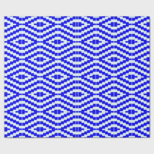 Kleurrijk blauw en wit Kente patroon Cadeaupapier