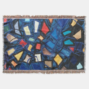 Kleurrijk Blauw Gebrandschilderd Glas Aspect Abstr Deken
