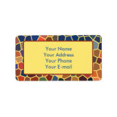 Kleurrijk Blauw Geel Sinaasappel Abstract Funky Mo Etiket (Voorkant)