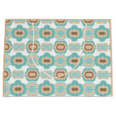 Kleurrijk blauw/geelbruin medaillon groot cadeauzakje (Voorkant)