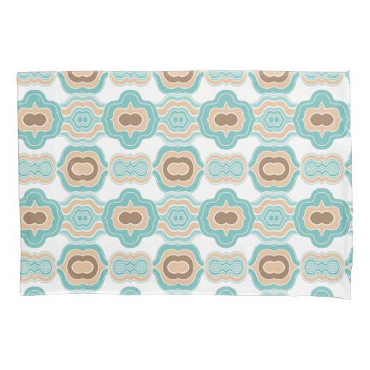 Kleurrijk blauw/geelbruin medaillon kussensloop (Voorkant)