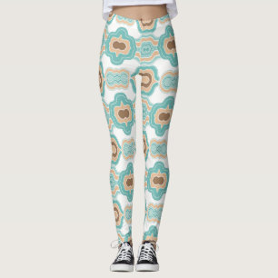 Kleurrijk blauw/geelbruin medaillon leggings