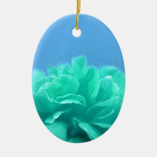 Kleurrijk Blauw Groen Bloemmotief Keramisch Ornament (Voorkant)