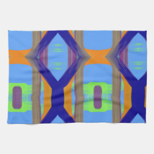 Kleurrijk Blauw Groen Oranje Op Maat Gemaakte Kuns Theedoek