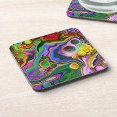 Kleurrijk blauw kunstkleurschilder bier onderzetter (Linkerzijde)