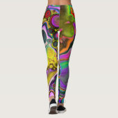 Kleurrijk blauw kunstkleurschilder leggings (Achterkant)