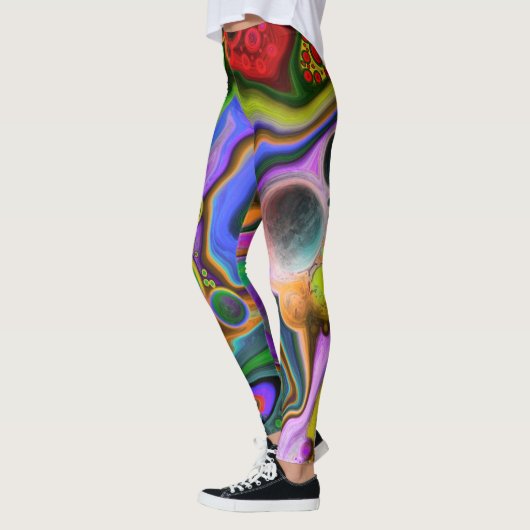 Kleurrijk blauw kunstkleurschilder leggings (Links)