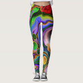 Kleurrijk blauw kunstkleurschilder leggings (Voorkant)