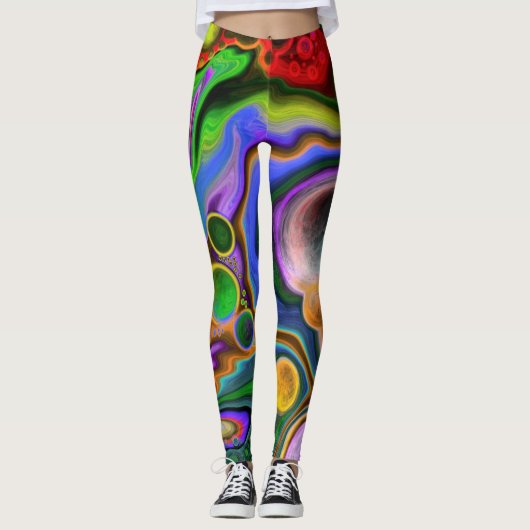 Kleurrijk blauw kunstkleurschilder leggings (Voorkant)