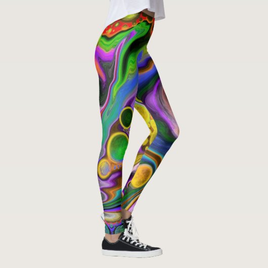 Kleurrijk blauw kunstkleurschilder leggings (Rechts)