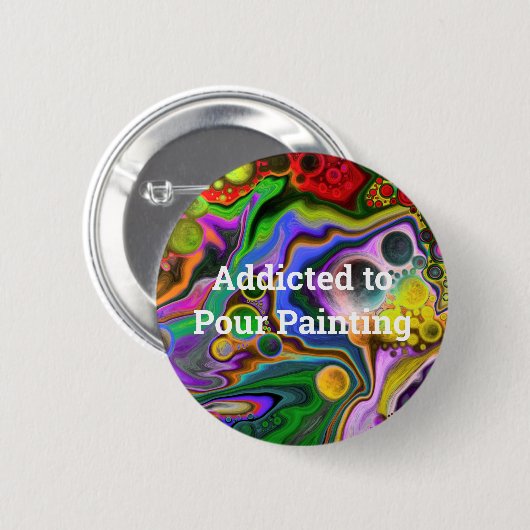 Kleurrijk blauw kunstkleurschilder ronde button 5,7 cm (Voorkant /achterkant)