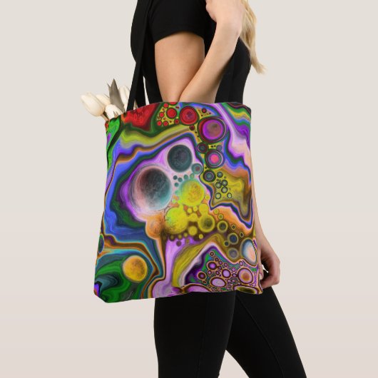 Kleurrijk blauw kunstkleurschilder tote bag (Dichtbij)