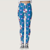 Kleurrijk blauw nucleus patroon leggings (Voorkant)