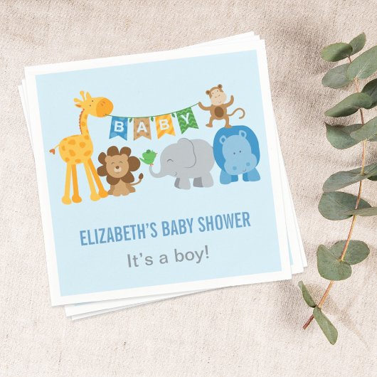 Kleurrijk Blauw Oerwoud Dieren Jongen Baby shower Servetten