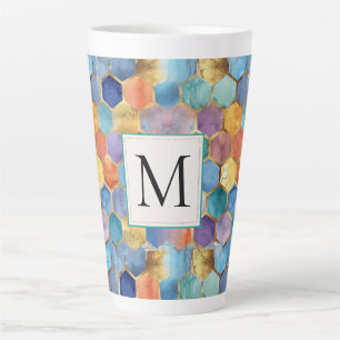 Kleurrijk Blauw Paars Oranje Geel Abstract Latte Mok