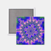 Kleurrijk blauw, roze en groen fractal magneet (Voorkant / Achterkant)