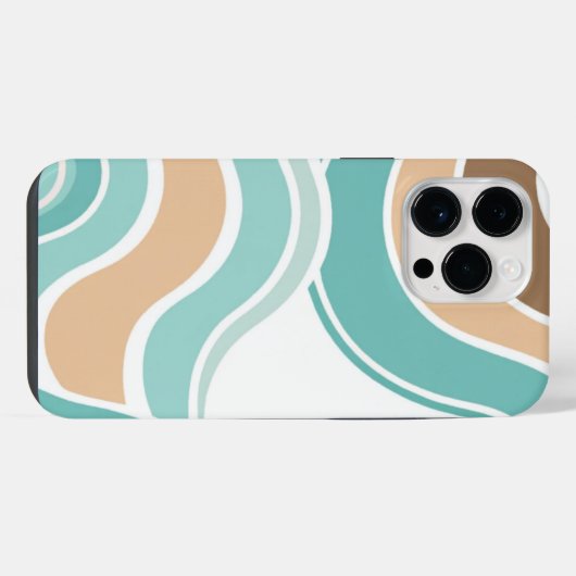 Kleurrijk blauw/tan/bruin golvend iPhone hoesje (Achterkant horizontaal)