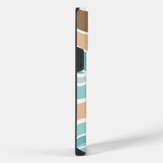 Kleurrijk blauw/tan/bruin golvend iPhone hoesje (Rechterkant)