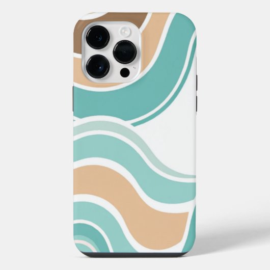 Kleurrijk blauw/tan/bruin golvend iPhone hoesje (Achterkant)