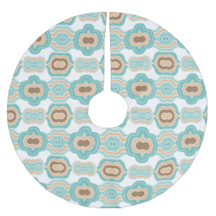 Kleurrijk blauw/tan/bruin medaillon kerstboom rok