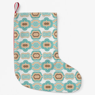 Kleurrijk blauw/tan/bruin medaillon kleine kerstsok