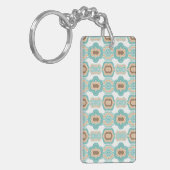 kleurrijk blauw/tan/ bruin medaillon sleutelhanger (Voorkant Links)