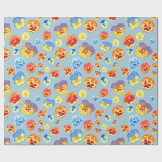 Kleurrijk Blauw Viooltje Cadeaupapier (Vlak)