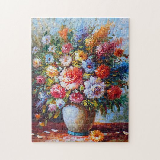 Kleurrijk bloeiend bloemvet schilderij legpuzzel (Verticaal)