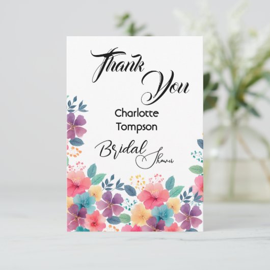 Kleurrijk Bloeiend Bruidsfeest Bedankkaart (Staand voorkant)