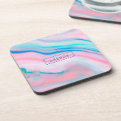 Kleurrijk bloeiend chlooragaat marmer bier onderzetter (Linkerzijde)