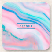 Kleurrijk bloeiend chlooragaat marmer bier onderzetter (Voorkant)