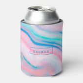 Kleurrijk bloeiend chlooragaat marmer blikjeskoeler (Blikje Voorkant)