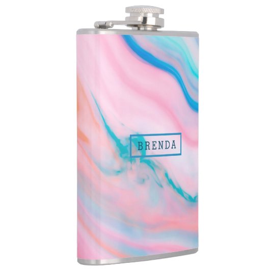 Kleurrijk bloeiend chlooragaat marmer heupfles (Rechts)