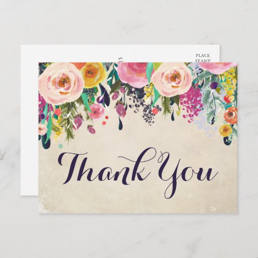 Kleurrijk Bloem Baby shower Dank u Briefkaart (Voorkant / Achterkant)