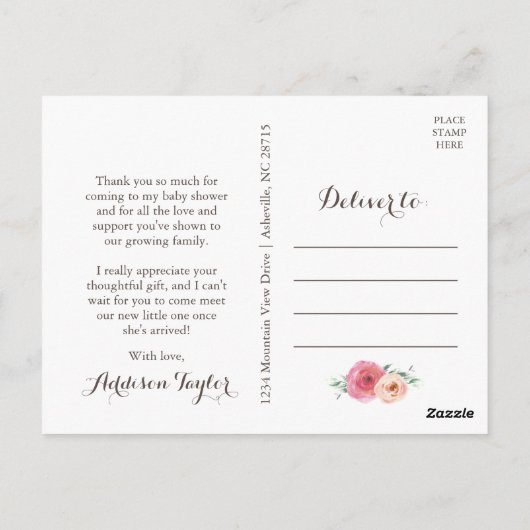 Kleurrijk Bloem Baby shower Dank u Briefkaart (Achterkant)