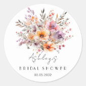 Kleurrijk, Bloem Boeket Bruids Bruiloft Ronde Sticker (Voorkant)