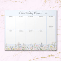 Kleurrijk Bloem Boeket Weekplanner met Monogram