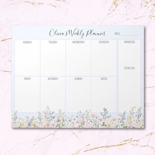 Kleurrijk Bloem Boeket Weekplanner met Monogram Notitieblok