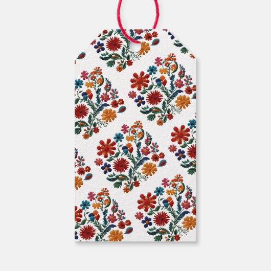 Kleurrijk Bloem Feest Borduurwerk Party Bedankt Cadeaulabel (Achterkant)