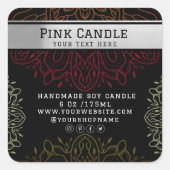 Kleurrijk Bloem Mandala Siervoorwerp Kaarslabel Vierkante Sticker (Voorkant)