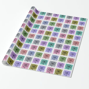 Kleurrijk Bloem Pop Art Patroon Cadeaupapier