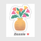 Kleurrijk Bloem Vaas Boeket Sticker (Vel)