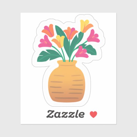 Kleurrijk Bloem Vaas Boeket Sticker (Vel)