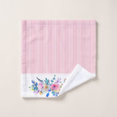 Kleurrijk bloemboeket & roze strepen bad handdoek (Wasdoekje)