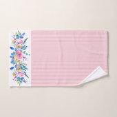 Kleurrijk bloemboeket & roze strepen bad handdoek (Handdoek)