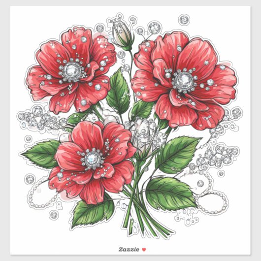 Kleurrijk bloemboeket sticker (Vel)
