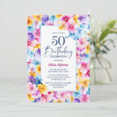 Kleurrijk Bloemen 50ste Verjaardagsfeest Kaart (Staand voorkant)